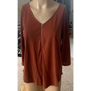 Green Envelope - Orange zip dress shirt sz M - NWT